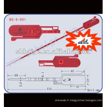 seal-tite seal BG-S-001, étiquette de joint, joint de chaîne en plastique, fabricant de joints de sceaux de sécurité en Chine, BagLock, RibLock